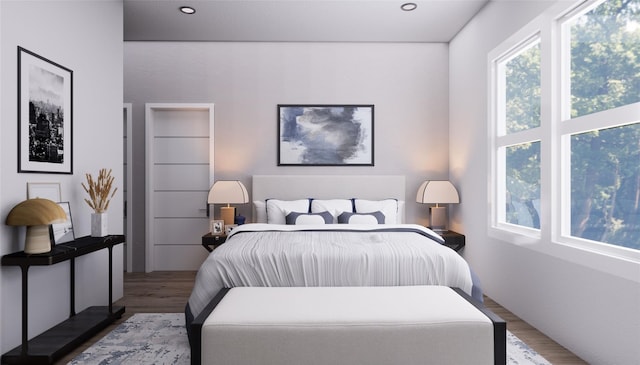 bedroom featuring hardwood / wood-style flooring