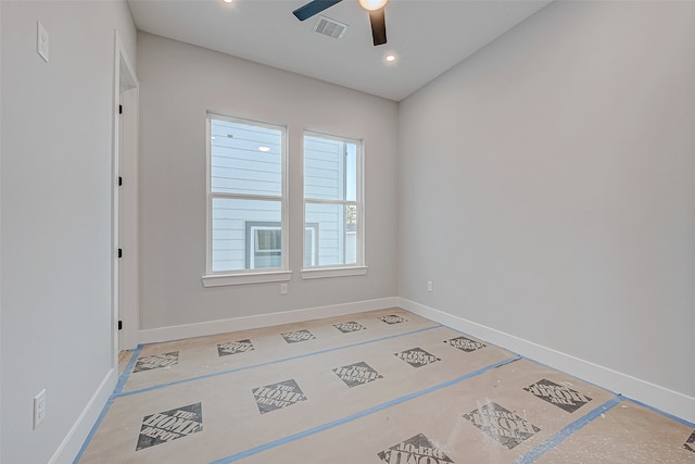 spare room featuring ceiling fan