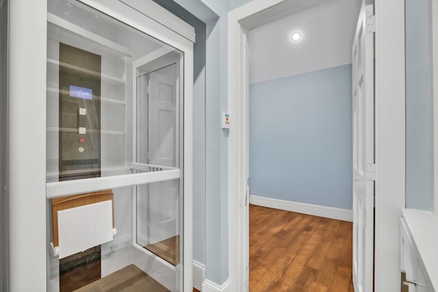 bathroom featuring wood-type flooring