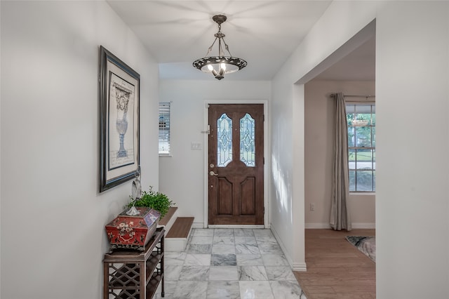 entrance foyer featuring light wood-type flooring