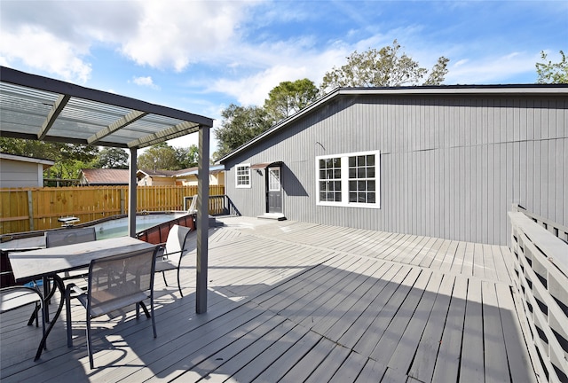 wooden terrace featuring a pergola