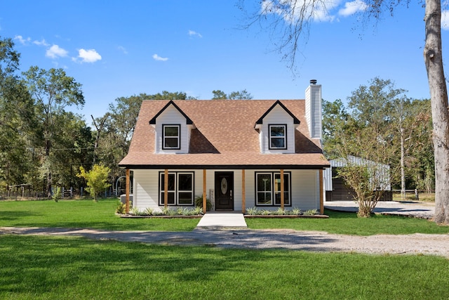 cape cod-style house featuring a front yard