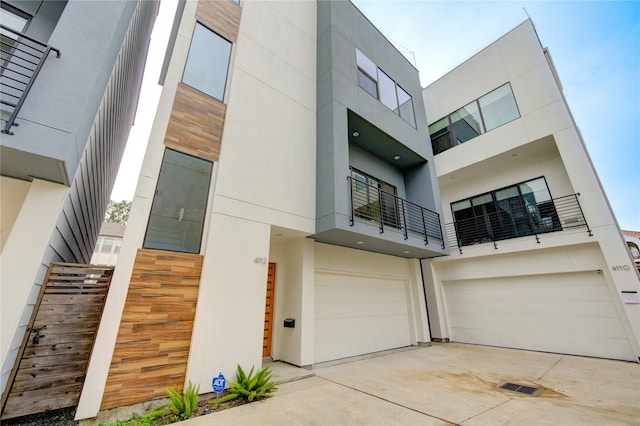 exterior space with a garage