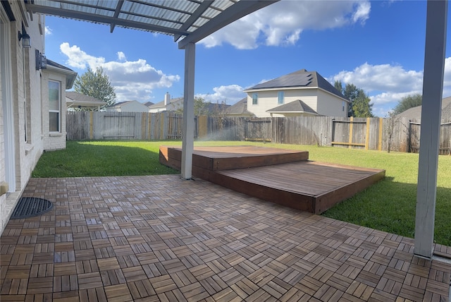 view of patio featuring a wooden deck