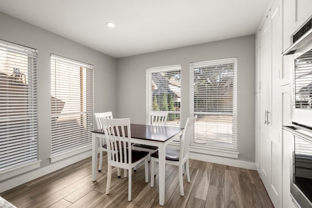 dining area featuring hardwood / wood-style flooring and a wealth of natural light