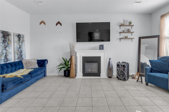 view of tiled living room