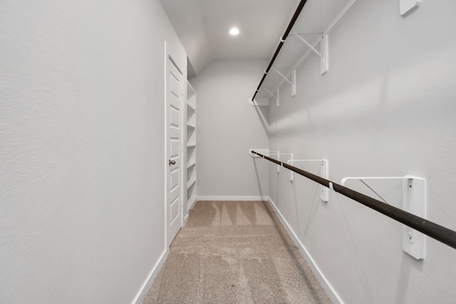 spacious closet with light colored carpet