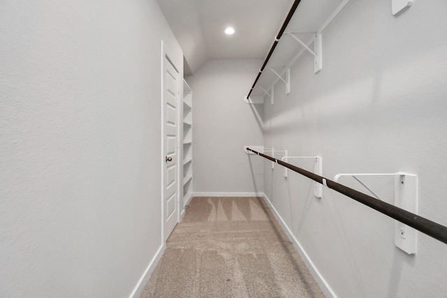spacious closet with light carpet