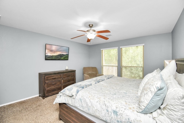 bedroom with carpet and ceiling fan