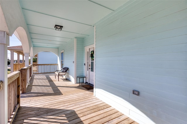 deck featuring a porch