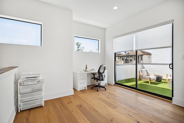 office space featuring light hardwood / wood-style flooring