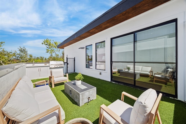 exterior space featuring an outdoor living space