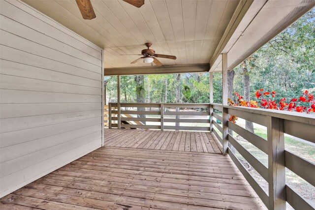 wooden terrace with ceiling fan