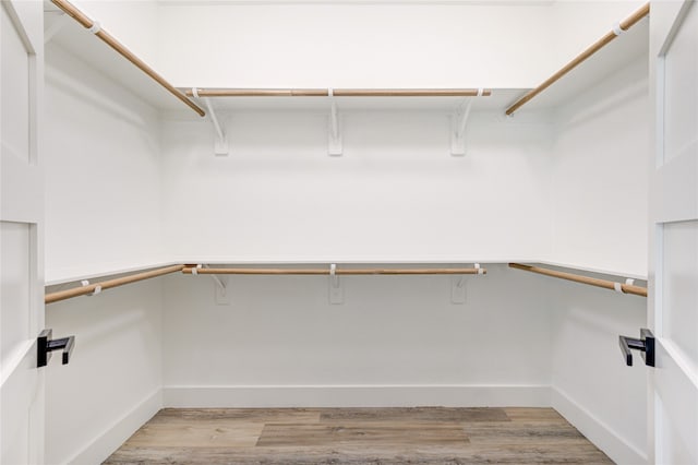 walk in closet with light wood-type flooring