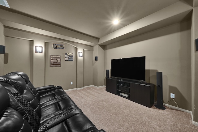 view of carpeted cinema room