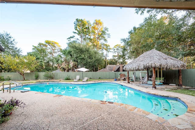 view of pool featuring a gazebo and a patio area