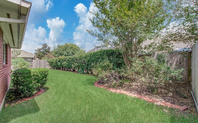 view of yard with a fenced backyard