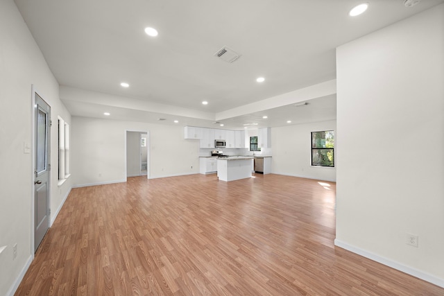 unfurnished living room featuring light hardwood / wood-style flooring