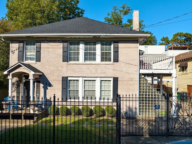 view of front facade featuring a deck