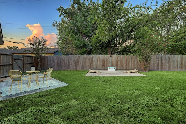 yard at dusk with a patio