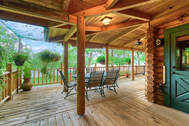 deck featuring ceiling fan