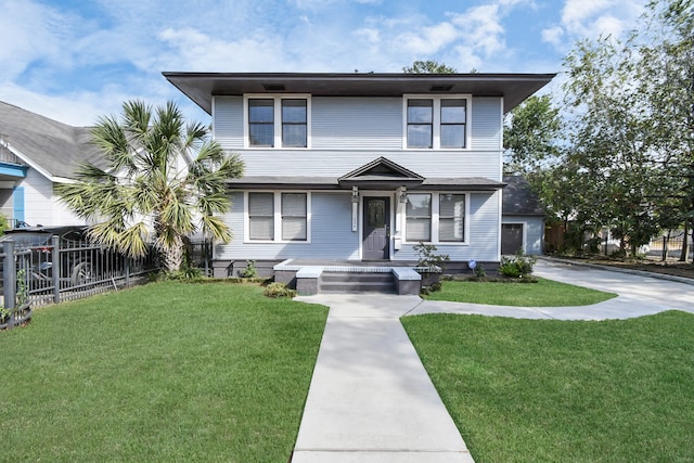 view of front of house featuring a front lawn