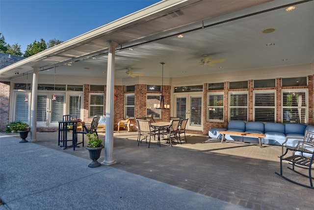 view of patio / terrace featuring an outdoor hangout area and ceiling fan