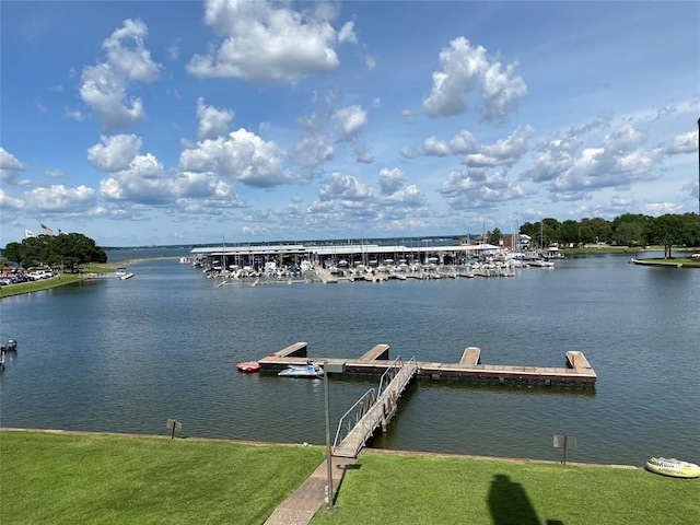 property view of water featuring a dock