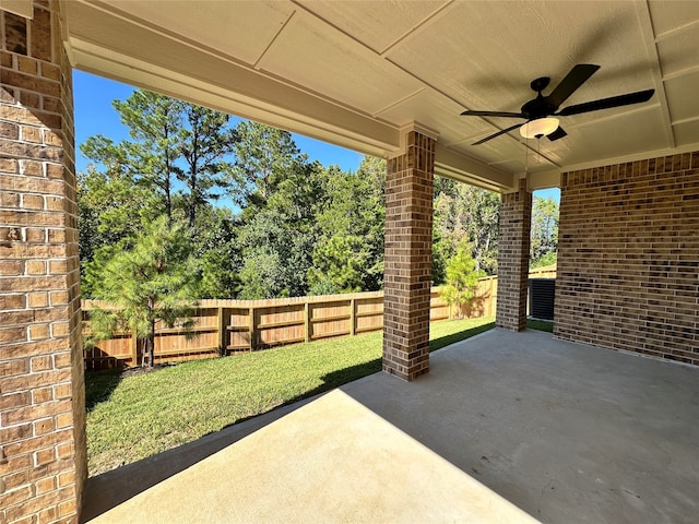 view of patio / terrace with ceiling fan