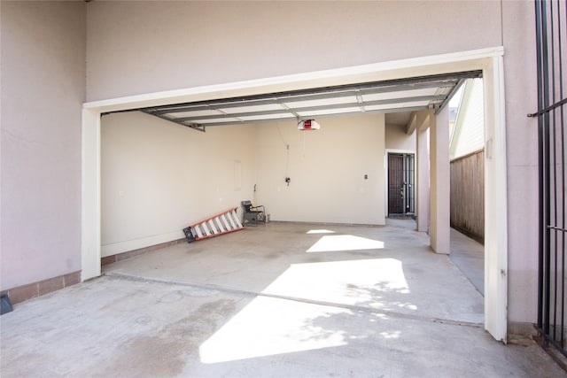 garage with a garage door opener