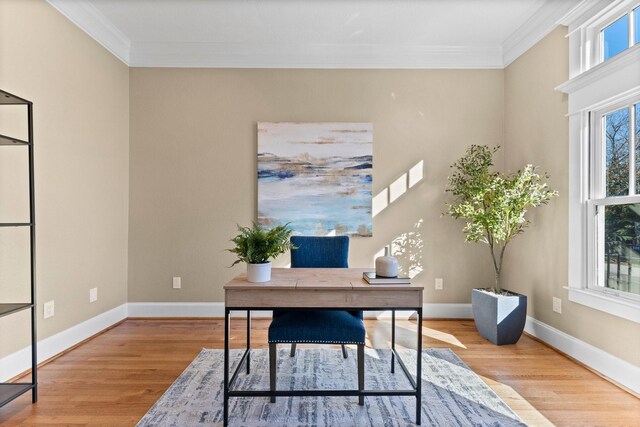 501 Cordell St, Houston, TX 77009 - office with ornamental molding, plenty of natural light, and wood finished floors