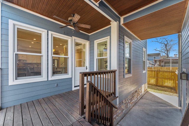 501 Cordell St, Houston, TX 77009 - deck featuring ceiling fan and fence