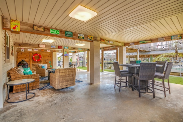 view of patio / terrace with an outdoor bar