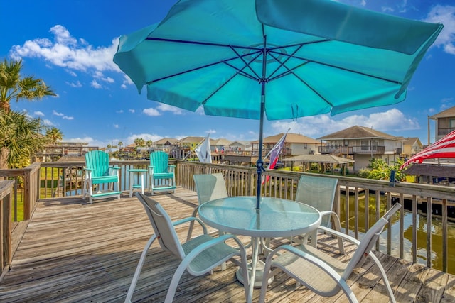 deck with a water view