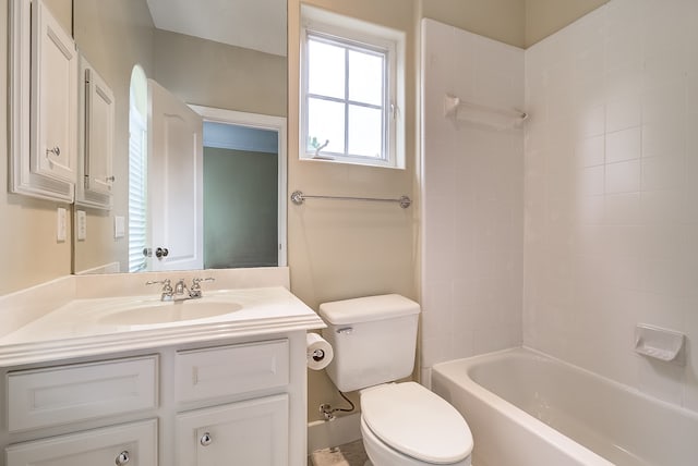 full bathroom with vanity, toilet, and shower / bath combination