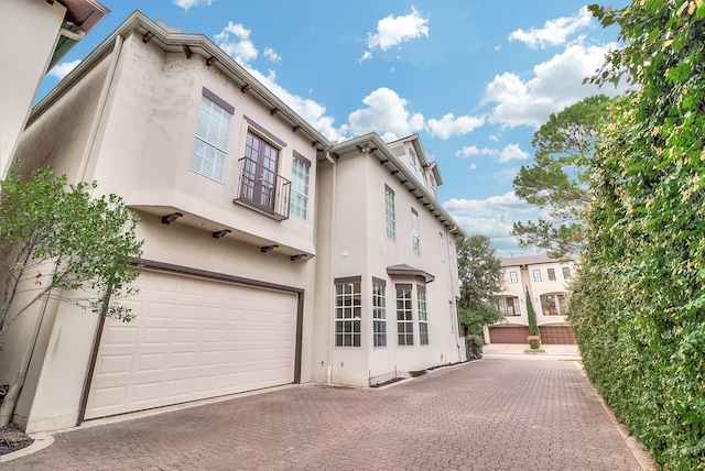 exterior space featuring a garage