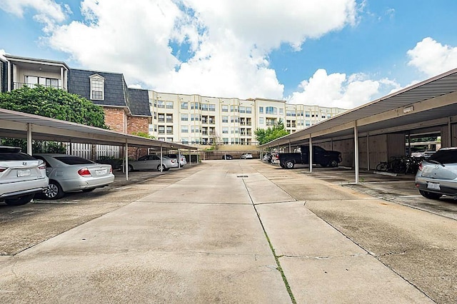 view of covered parking lot