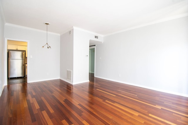 2400 N Braeswood Blvd Unit 314, Houston, TX 77030 - unfurnished room featuring ornamental molding, dark wood finished floors, and baseboards