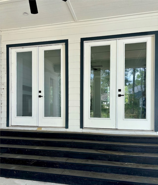 entrance to property featuring french doors