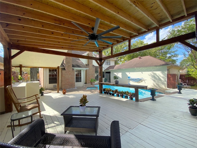 deck featuring ceiling fan