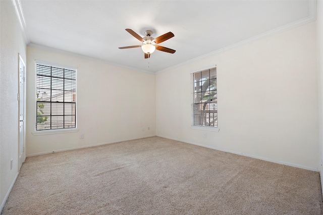 2255 Braeswood Park Dr Unit 184, Houston, TX 77030 - empty room with ornamental molding, a ceiling fan, and carpet floors