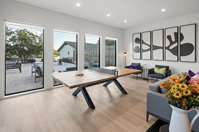 game room featuring light hardwood / wood-style flooring