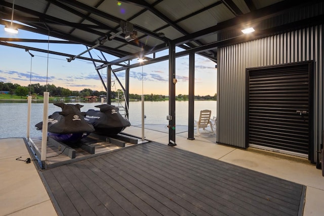 dock area featuring a water view