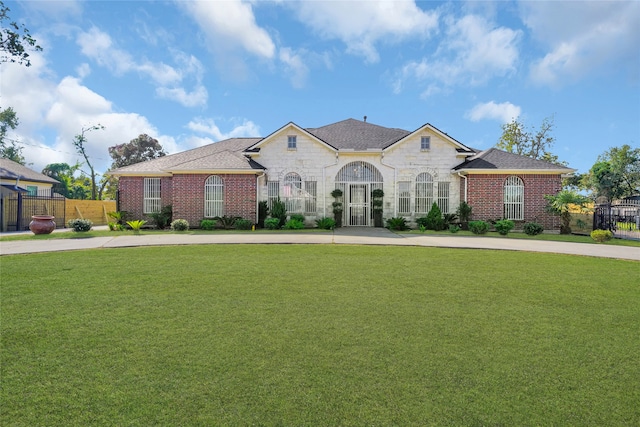 view of front facade featuring a front yard