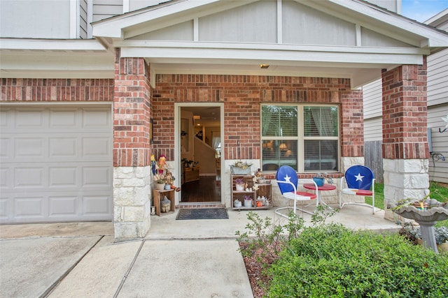 entrance to property featuring a garage