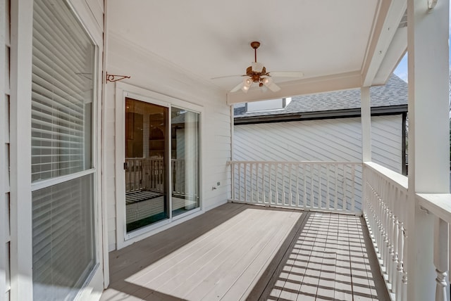 balcony with ceiling fan