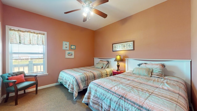 bedroom with carpet and ceiling fan