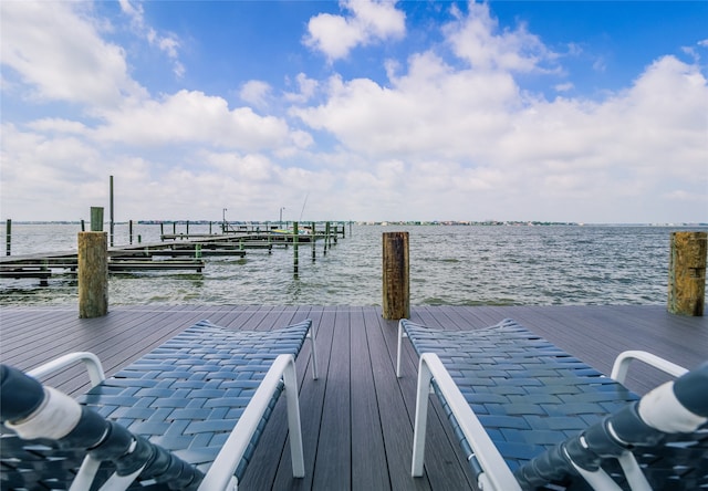 dock area featuring a water view