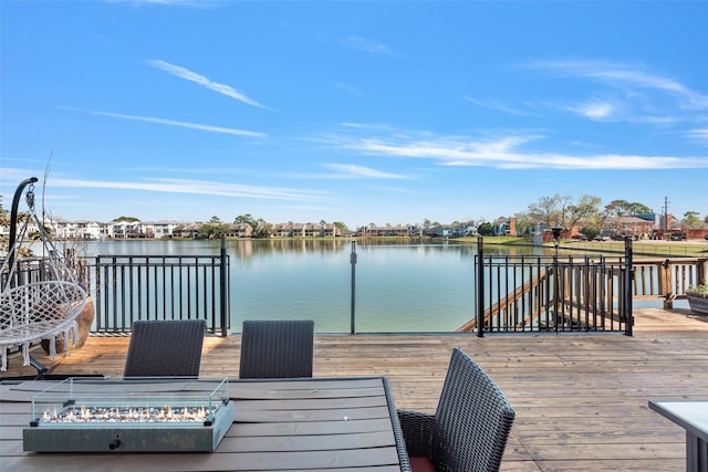 view of dock featuring a water view