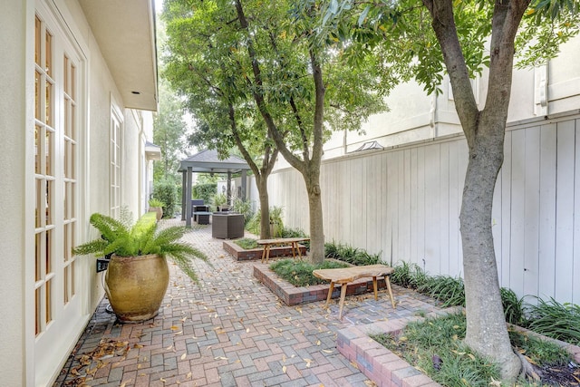 view of patio featuring a gazebo